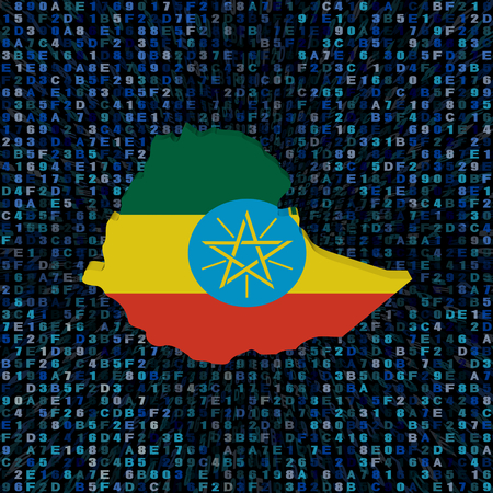Ethiopia map flag on hex code illustrationの写真素材