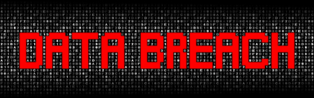 Data Breach text on hex code illustrationの写真素材