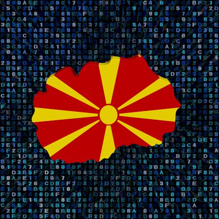 Macedonia map flag on hex code illustrationの写真素材