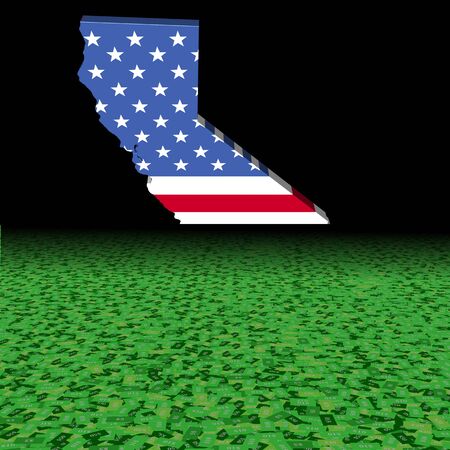 California map flag with abstract dollar foreground illustrationの写真素材