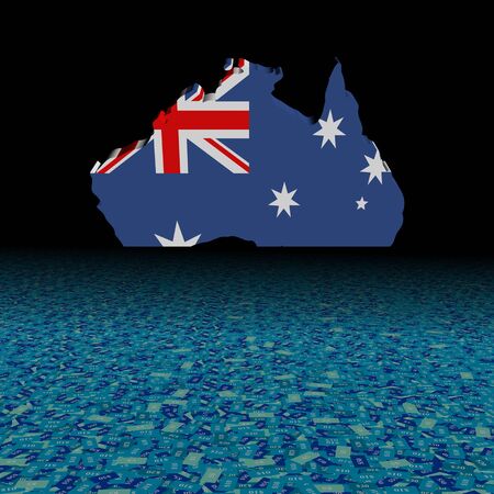 Australia map flag with abstract dollar foreground illustrationの写真素材