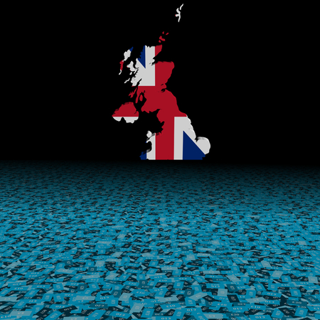 UK map flag with abstract pound foreground illustrationの写真素材