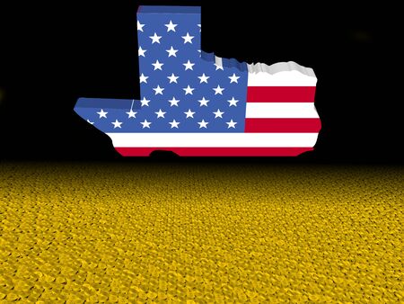 Texas map flag with dollar coins foreground illustrationの写真素材