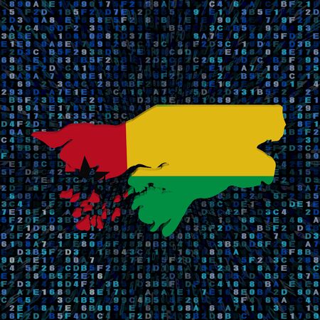 Guinea Bissau map flag on hex code illustrationの写真素材