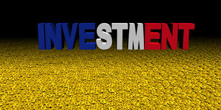 Investment text with French flag on coins illustrationの写真素材