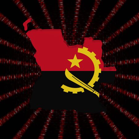 Angola map flag on red hex code burst illustrationの写真素材