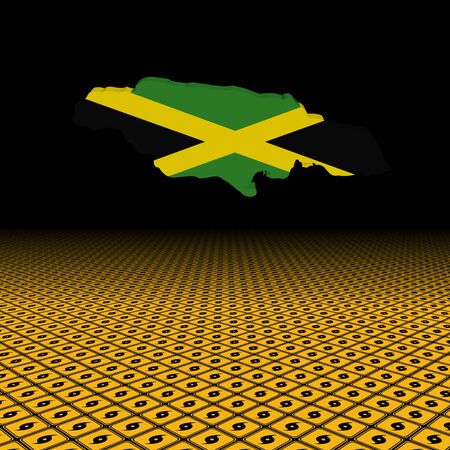 Jamaica map flag with hurricane warning sign foreground illustrationの写真素材