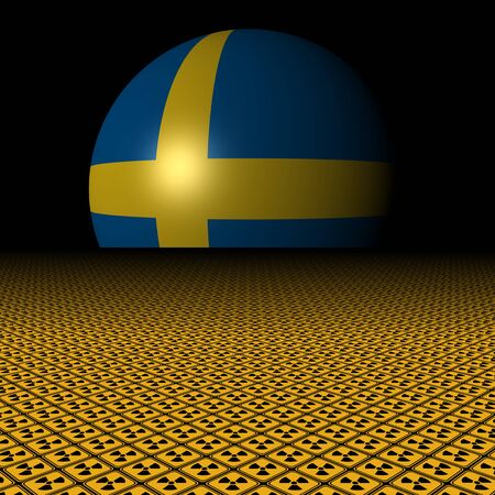 Swedish flag sphere and radioactive warning signs illustrationの写真素材