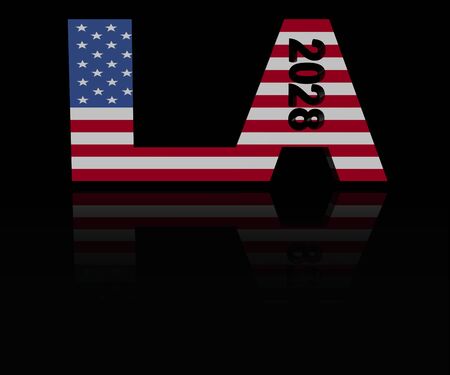 LA 2028 text with American flag illustrationの写真素材