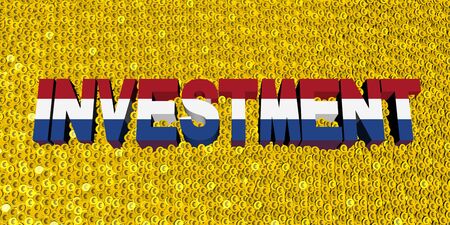 Investment text with Dutch flag on coins illustrationの写真素材