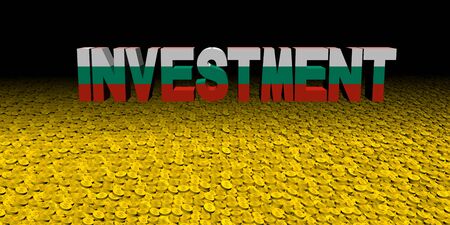 Investment text with Bulgarian flag on coins illustrationの写真素材