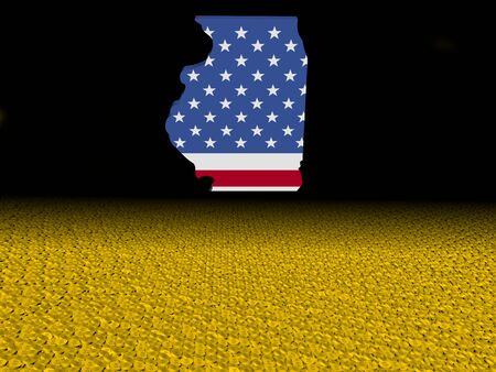 Illinois map flag with dollar coins foreground illustrationの写真素材