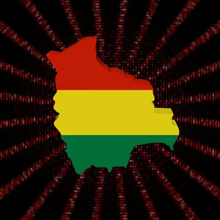 Bolivia map flag on red hex code burst illustrationの写真素材