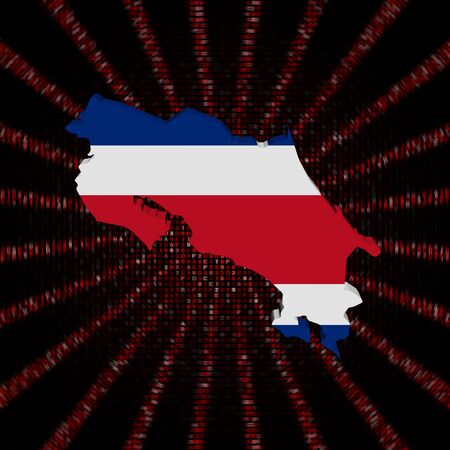 Costa Rica map flag on red hex code burst illustrationの写真素材