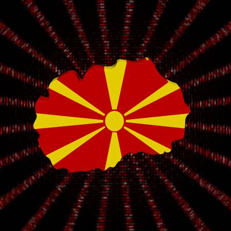 Macedonia map flag on red hex code burst illustrationの写真素材