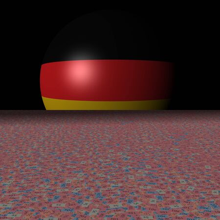 Germany flag sphere and abstract euros illustrationの写真素材