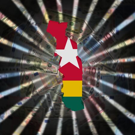 Togo map flag on currency burst illustrationの写真素材