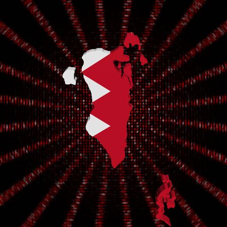 Bahrain map flag on red hex code burst illustrationの写真素材