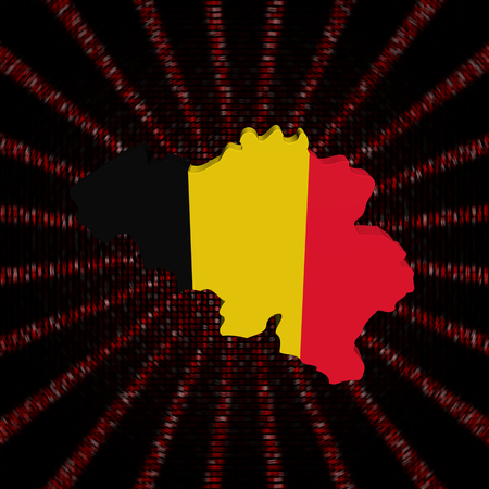 Belgian map flag on red hex code burst illustrationの写真素材
