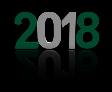 2018 text with Nigerian flag 3d illustration