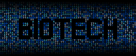 Biotech text on DNA genetic code background illustrationの写真素材