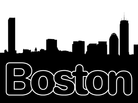 Boston skyline with overlapping text illustrationの写真素材