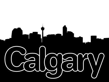Calgary skyline with overlapping text illustrationの写真素材