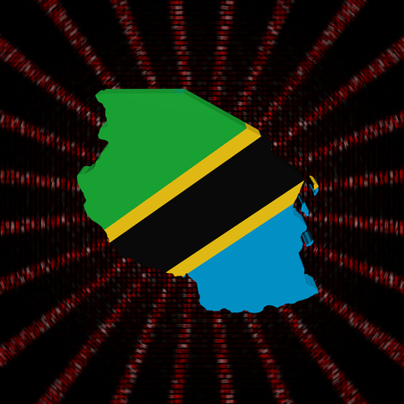Tanzania map flag on red hex code burst illustrationの写真素材