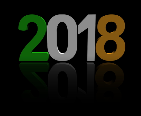 2018 text with Irish flag 3d illustrationの写真素材