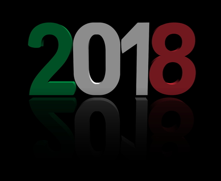 2018 text with Italian flag 3d illustrationの写真素材