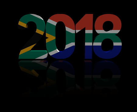 2018 text with South African flag 3d illustrationの写真素材