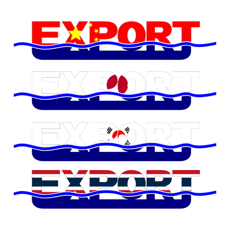 Export flag text with blue waves illustrationの写真素材