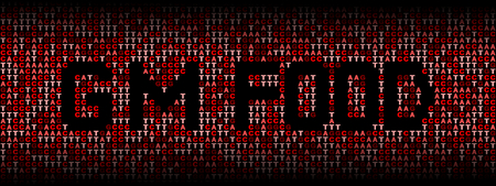 GM Food text on DNA genetic code background illustrationの写真素材