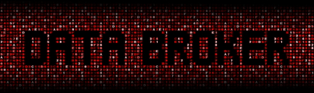Data Broker text on red hex background illustrationの写真素材