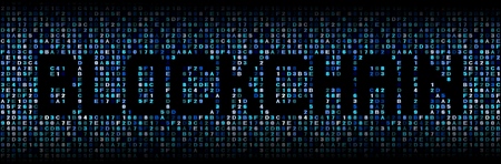 Blockchain text on abstract hex background illustrationの写真素材