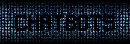 Chatbots text on abstract hex background illustrationの写真素材