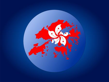 map and flag of Hong Kong globe illustrationのeditorial素材
