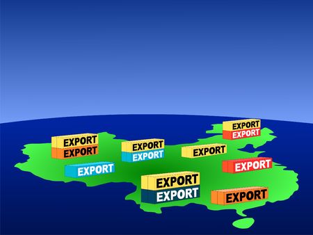 map of china with containers for exportのeditorial素材