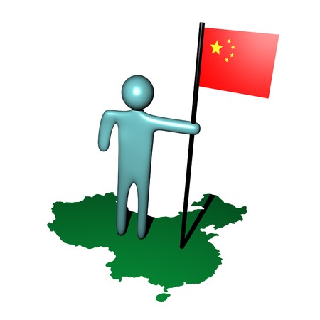 abstract person with Chinese flag on map illustrationのeditorial素材