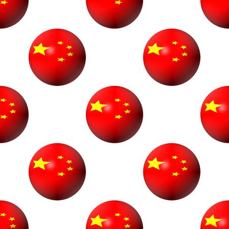 seamless Chinese flag spheres on white background illustrationのeditorial素材