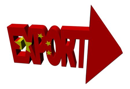 Chinese flag export text with arrow on white illustrationのeditorial素材