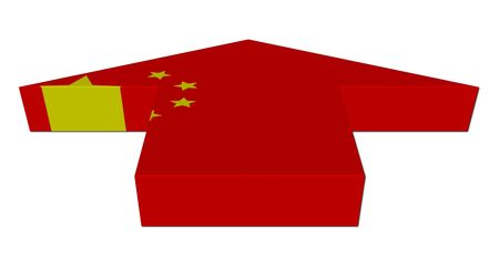 Chinese flag inwards arrow on white illustrationのeditorial素材