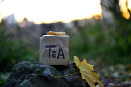 Tea box outdoorsの写真素材