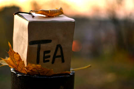 Paper tea-chest outdoorsの写真素材