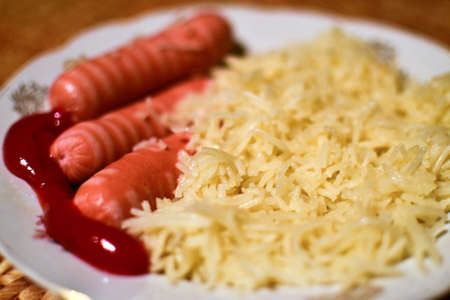 Sausages with vermicelliの写真素材