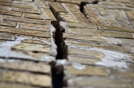 Crack in brick wallの写真素材