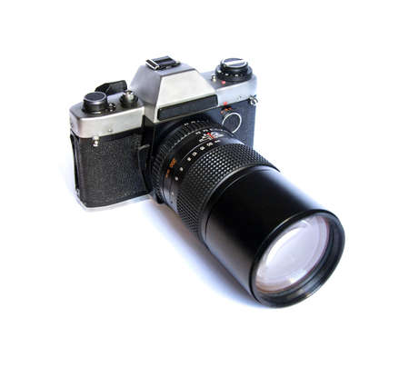 Soviet retro film camera isolated on white backgroundの写真素材