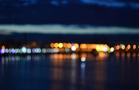 Abstract orange night defocused city lights backgroundの写真素材