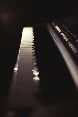 Synthesizer keyboard in the darkの写真素材