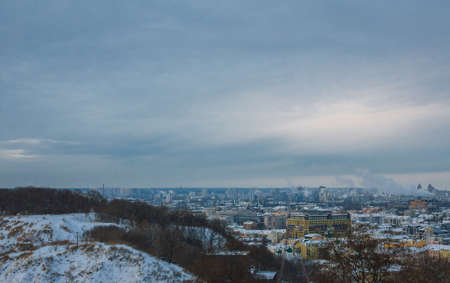 View on winter town cityscapeの写真素材